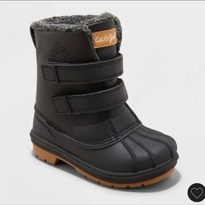 Cat & Jack Black Kids Winter Boots with Tan Contrast Sole